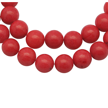 Natural Mashan Jade Beads Strands, Dyed, Round, Red, 6mm, Hole: 1mm, about 66pcs/strand, 16 inch
