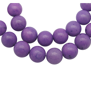 Natural Mashan Jade Beads Strands, Dyed, Round, Purple, 8mm, Hole: 1.2mm, about 51pcs/strand, 16 inch