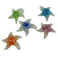 Handmade Luminous Lampwork Pendants, Starfish/Sea Stars, Mixed Color, about 44~49mm wide, 43~49mm long, 13mm thick, hole: 7mm
(DP224)