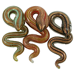 Handmade Gold Sand Lampwork Pendants, Snake, Mixed Color, about 20mm wide, 49mm long, hole: 5mm(DP371J)