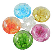 Handmade Lampwork Pendants, Round, Mixed Color, about 30mm wide, 40mm wide, hole: 6mm(DP322J)
