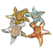 Handmade Lampwork Pendants, Mixed Color, Starfish/Sea Stars, about 56mm wide, 51mm long, hole: 7mm
(DP351J)