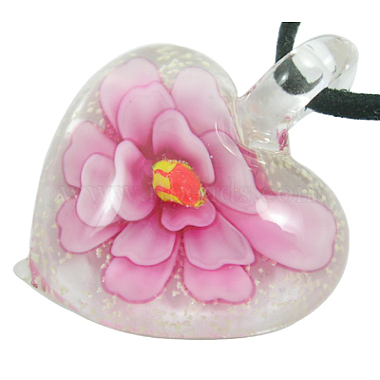Pink Heart Lampwork Pendants