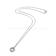 Pendant Necklace, with Brass Cable Chain and Iron Twist Ring, Platinum, 18.1 inch(46cm)(NJEW-JN02822-01)