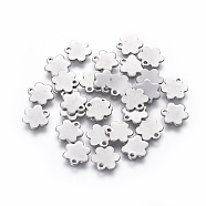 201 Stainless Steel Charms, Flower, Stainless Steel Color, 9x8x0.8mm, Hole: 1.2mm(STAS-L234-082B)