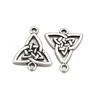 Tibetan Style Alloy Links connectors, Matte Style, Triangle, Cadmium Free & Nickel Free & Lead Free, Thailand Sterling Silver Plated, 24.5x20x2mm, Hole: 2mm(PALLOY-Q357-47MAS-NR)