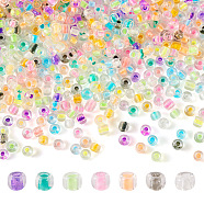 Pandahall 10 Bags Glass Round Seed Beads, Inside Colours, Rondelle, Mixed Color, 3x2mm, Hole: 1mm(GLAA-TA0001-85)