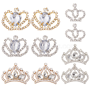 10Pcs 5 Style Rhinestone Cabochons Sets, with Brass & Alloy Findings, Acrylic Rhinestone, Crown Charm, Mixed Color, 22~29x23~38x4~6mm, 2pcs/style(FIND-SC0005-22)
