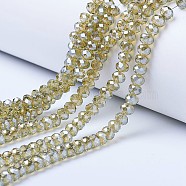 Electroplate Glass Beads Strands, Pearl Luster Plated, Faceted, Rondelle, Moccasin, 8x6mm, Hole: 1mm, about 65~72pcs/strand, 15.7~16.1 inch(40~41cm)(EGLA-A034-T8mm-A01)