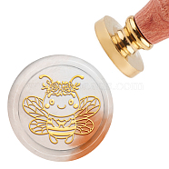 Brass Wax Seal Stamp with Handle, for DIY Scrapbooking, Bees Pattern, 3.5x1.18 inch(8.9x3cm)(AJEW-WH0184-0096)