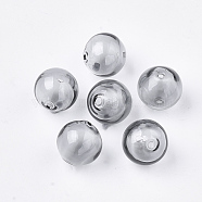 Handmade Blown Glass Beads, Round, Dark Gray, 16x16mm, Hole: 1~2mm(X-BLOW-T001-32B-06)