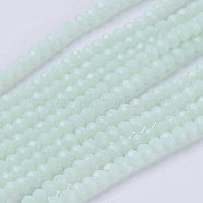 Opaque Solid Color Glass Bead Strands, Imitation Jade, Faceted, Rondelle, Honeydew, 3x2mm, Hole: 0.8mm, about 185~190pcs/strand, 14.9~17.3 inch(38~44cm)(GLAA-F076-A11)