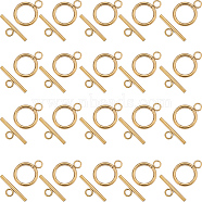 30Pcs 304 Stainless Steel Ring Toggle Clasps, Round Ring, Golden, Ring: 19x14x2mm, Bar: 20x7x2mm, Hole: 3mm(STAS-SC0007-42A)