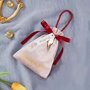 Velvet Jewelry Drawstring Gift Bags, with Alloy Clips & Pendants, Wedding Favor Candy Pouches, Pink, 15.5x12.8x0.6cm(TP-CJC0001-007B)