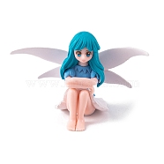 Mini PVC Fairy, White Wing, Figurine, Dollhouse Decorations, Light Sea Green, 83x61mm(MIMO-PW0003-170C)