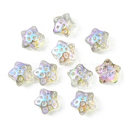 Transparent Electroplate Glass Beads, Rainbow Plated, Star, Gainsboro, 15x15x9mm, Hole: 1.2mm(GLAA-YW0003-19A)