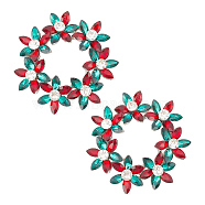 2Pcs Alloy Rhinestone Flower Shoe Decorations, Detachable Shoe Buckle Clips, Ring, 60.5x62x9mm(FIND-FG0002-49A)