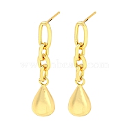 Rack Plating Brass Teardrop Dangle Stud Earrings, Long-Lasting Plated, Cadmium Free & Lead Free, Real 18K Gold Plated, 42x10mm(EJEW-K263-18G)