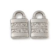 Non-Tarnish 304 Stainless Steel Charms, Padlock Charm, Stainless Steel Color, 13x8x2mm, Hole: 3mm(STAS-I307-561P)