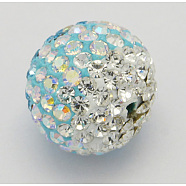 Austrian Crystal Beads, Pave Ball Beads, with Polymer Clay inside, Round, 101_Crystal+AB & 001_Crystal, 12mm(X-SWARJ-H001-3)
