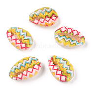 Printed Cowrie Shell Beads, No Hole/Undrilled, Wave, 18.5~22x13~14.5x6~7.5mm(SSHEL-ZX006-07B)