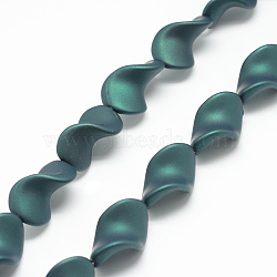 Rubberized Style Acrylic Beads Strands, Twist, Teal, 27.5x17.5x13.5mm, Hole: 2mm(MACR-S849-06)