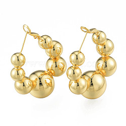 Brass Round Ball Wrap Hoop Earrings for Women, Nickel Free, Real 18K Gold Plated, 42x37x16mm, Pin: 0.7mm(EJEW-N011-83)