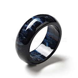 Resin Plain Band Finger Ring for Women, Midnight Blue, US Size 6 3/4(17.1mm)(RJEW-C034-01G)
