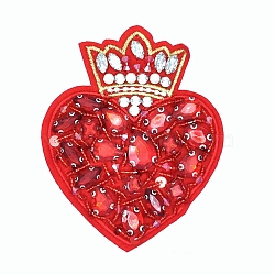 Heart Rhinestone Costume Accessories, for Valentine's Day, Red, 104x85mm(WG45904-02)