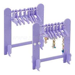 2 Sets Butterfly Acrylic Earring Display Stands, Clothes Hanger Shaped Earring Organizer Holder with 8Pcs Hangers, Purple, Finish Product: 14x5.15x15cm, 11pcs/set(EDIS-HY0001-13B)
