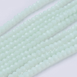 Opaque Solid Color Glass Bead Strands, Imitation Jade, Faceted, Rondelle, Honeydew, 3x2mm, Hole: 0.8mm, about 185~190pcs/strand, 14.9~17.3 inch(38~44cm)(GLAA-F076-A11)