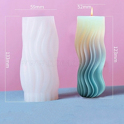 Wavy Pillar DIY Silicone Candle Molds, Aromatherapy Candle Moulds, Scented Candle Making Molds, White, 5.9x13.3cm(PW-WG74984-04)