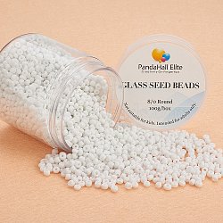 White 8/0 Diameter 3mm Glass Seed Beads Round Pony Loose Bead for Jewelry Making 2.8~3.2mm, about 2000pcs/box, White, 3mm, Hole: 1mm, about 2000pcs/box(SEED-PH0005-06)