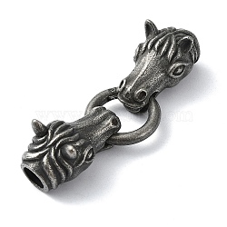 Tibetan Style 304 Stainless Steel Spring Gate Rings, Antique Silver, 56mm(FIND-Z046-02AS-03)