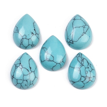 Dyed Synthetic Turquoise Cabochons, Teardrop, Turquoise Color, 20~20.5x15~15.5x6.5~7mm