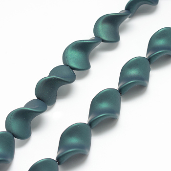 Rubberized Style Acrylic Beads Strands, Twist, Teal, 27.5x17.5x13.5mm, Hole: 2mm