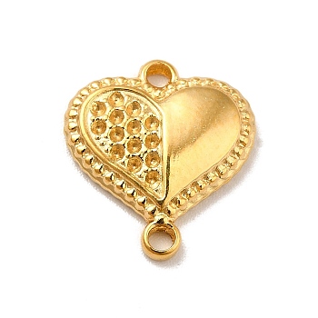 Ion Plating(IP) 304 Stainless Steel Connector Rhinestone Settings, Heart, Real 18K Gold Plated, Fit for 1mm Rhinestone, 14.5x13x3mm, Hole: 1.2mm and 1.4mm
