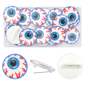 AHADERMAKER 20Pcs Eyeball Acrylic Badges Brooch Pins, Cute Lapel Pin, for Clothing DIY Craft, White, Blue, 38x7.5mm