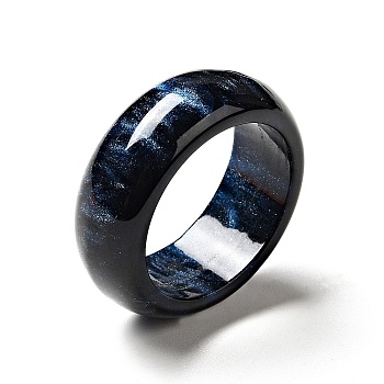 Resin Plain Band Finger Ring for Women, Midnight Blue, US Size 6 3/4(17.1mm)