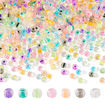 Pandahall 10 Bags Glass Round Seed Beads, Inside Colours, Rondelle, Mixed Color, 3x2mm, Hole: 1mm