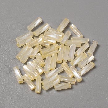 Opaque Colours Glass Twist Bugle Beads, Round Hole, Pale Goldenrod, 6~7x2mm, Hole: 0.9mm, 270pcs/bag