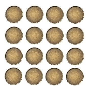 Iron Plain Edge Bezel Cups, Cabochon Settings, Flat Round, Antique Bronze, Tray: 25mm, 27x2mm
