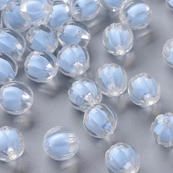 Transparent Acrylic Beads, Bead in Bead, Pumpkin, Cornflower Blue, 11x11.5mm, Hole: 2mm, about 610pcs/500g