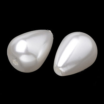 Eco-Friendly Plastic Imitation Pearl Beads Strands, High Luster, Grade A, teardrop, White, 12.5~13x8mm, Hole: 1.5mm, about 90pcs/strand, 46 inch