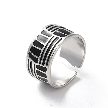 304 Stainless Steel Enamel Cuff Rings for Men, Stainless Steel Color, Adjustable
