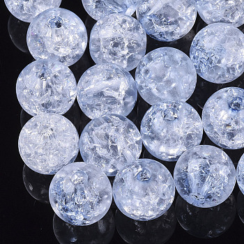 Transparent Crackle Acrylic Beads, Round, Cornflower Blue, 10mm, Hole: 2mm