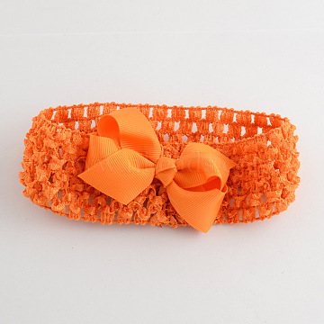 Elastic Baby Headbands, Cloth Hair Bows for Girls, Dark Orange, 100mm(OHAR-S114-M05H)