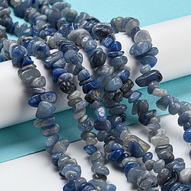 Natural Blue Aventurine Chip Beads Strands(G-M205-10C)-2