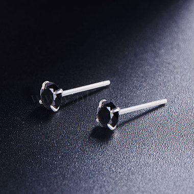 SHEGRACE Rhodium Plated 925 Sterling Silver Four Pronged Ear Studs(JE420F-01)-3