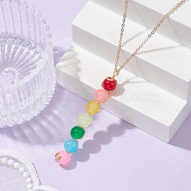 Colorful Glass Round Beaded Pendant Necklaces(NJEW-JN04581-01)-2